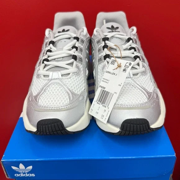 Adidas Ozmillen Silver and White Sneakers Unisex - Picture 2 of 3